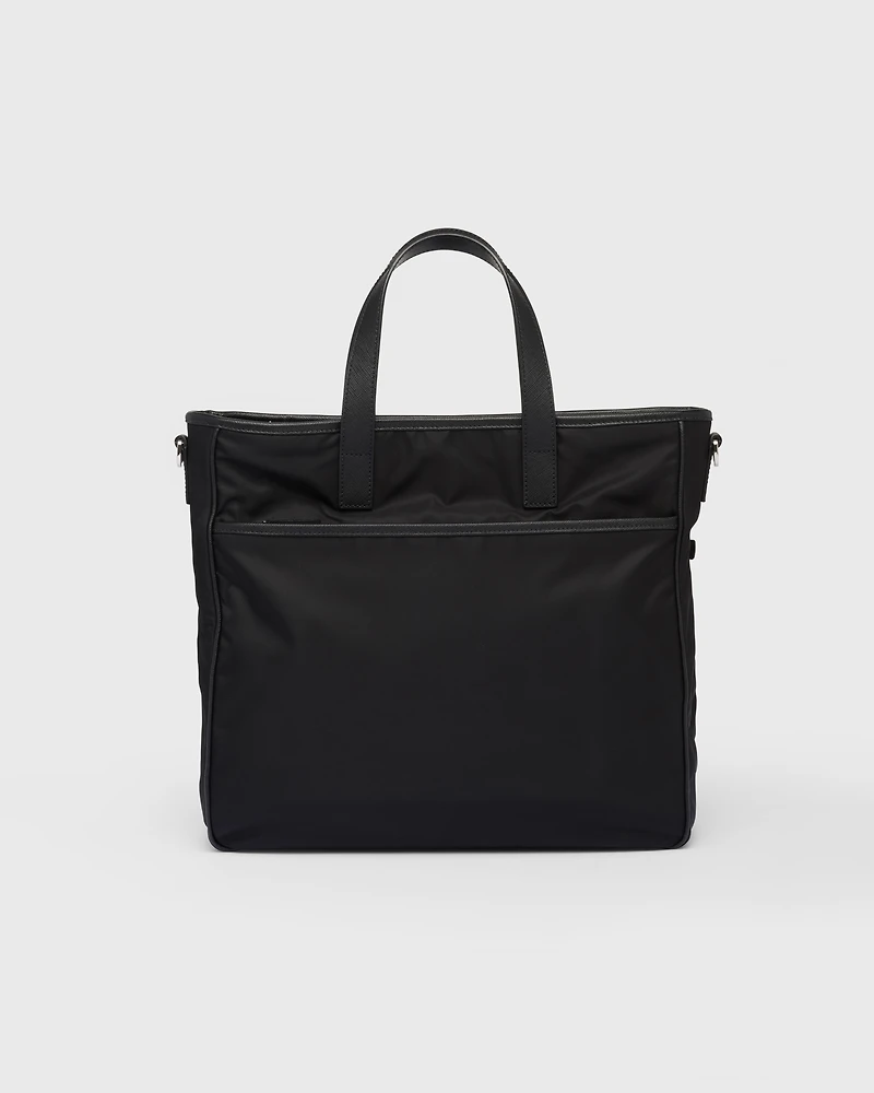 Re-Nylon and Saffiano leather tote bag