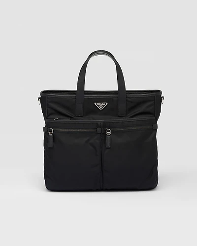 Re-Nylon and Saffiano leather tote bag
