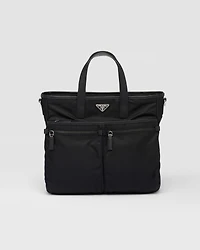 Re-Nylon and Saffiano leather tote bag