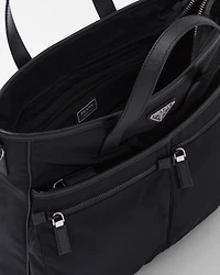 Re-Nylon and Saffiano leather tote bag