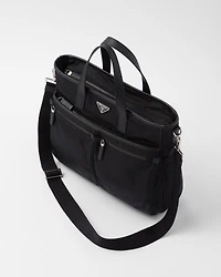 Re-Nylon and Saffiano leather tote bag