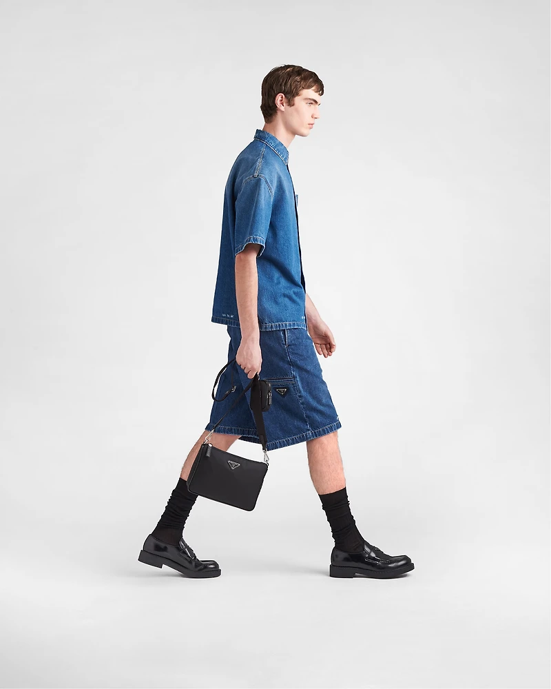 Re-Nylon and Saffiano leather shoulder bag