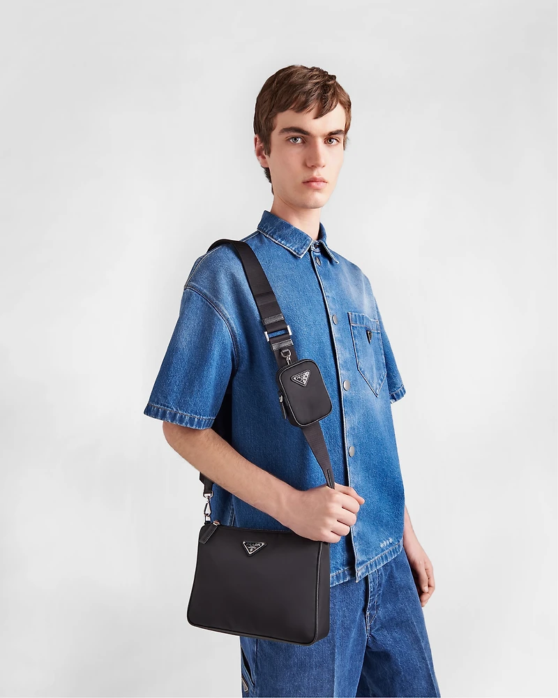 Re-Nylon and Saffiano leather shoulder bag