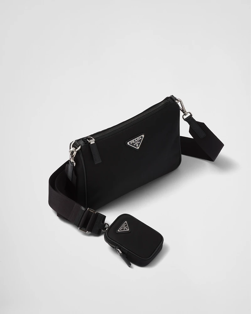 Re-Nylon and Saffiano leather shoulder bag