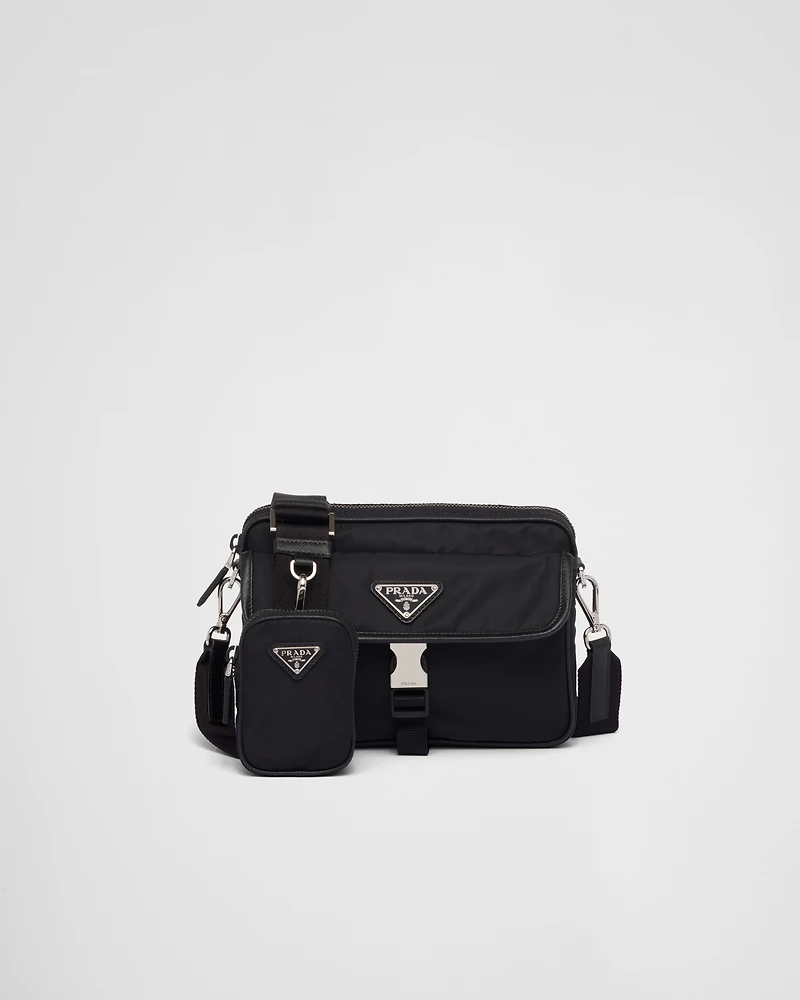 Re-Nylon and Saffiano leather shoulder bag