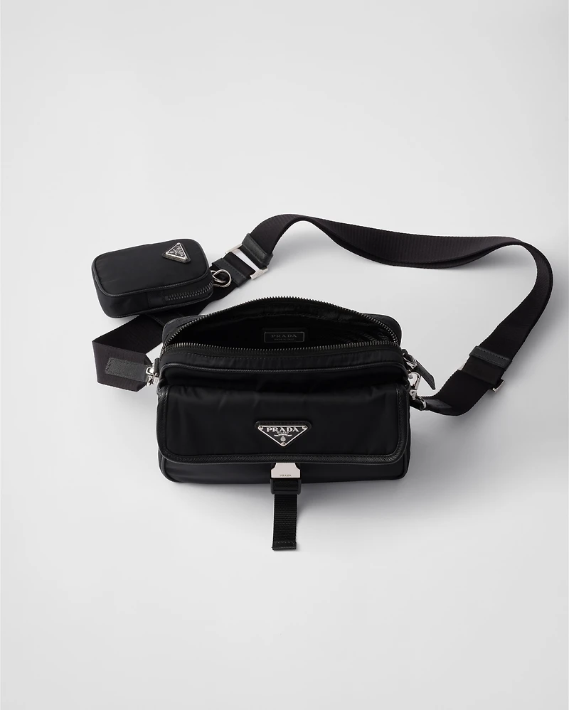 Re-Nylon and Saffiano leather shoulder bag