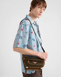 Small Re-Nylon and suede shoulder bag