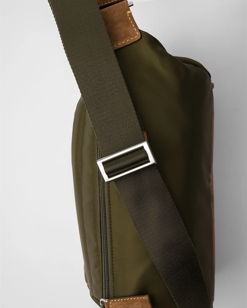 Small Re-Nylon and suede shoulder bag