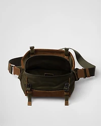 Small Re-Nylon and suede shoulder bag