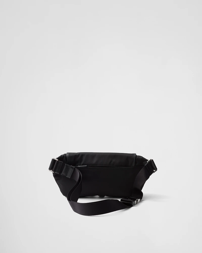 Re-Nylon and leather shoulder bag