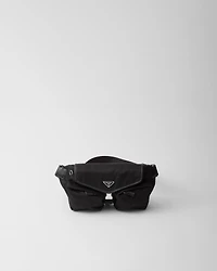 Re-Nylon and leather shoulder bag