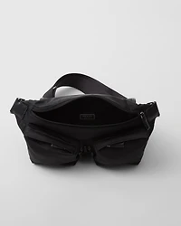 Re-Nylon and leather shoulder bag