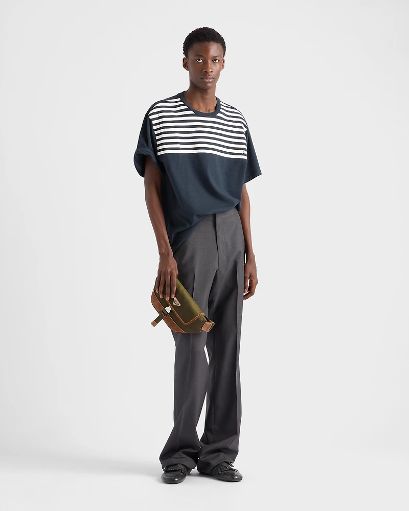 Re-Nylon and suede belt bag