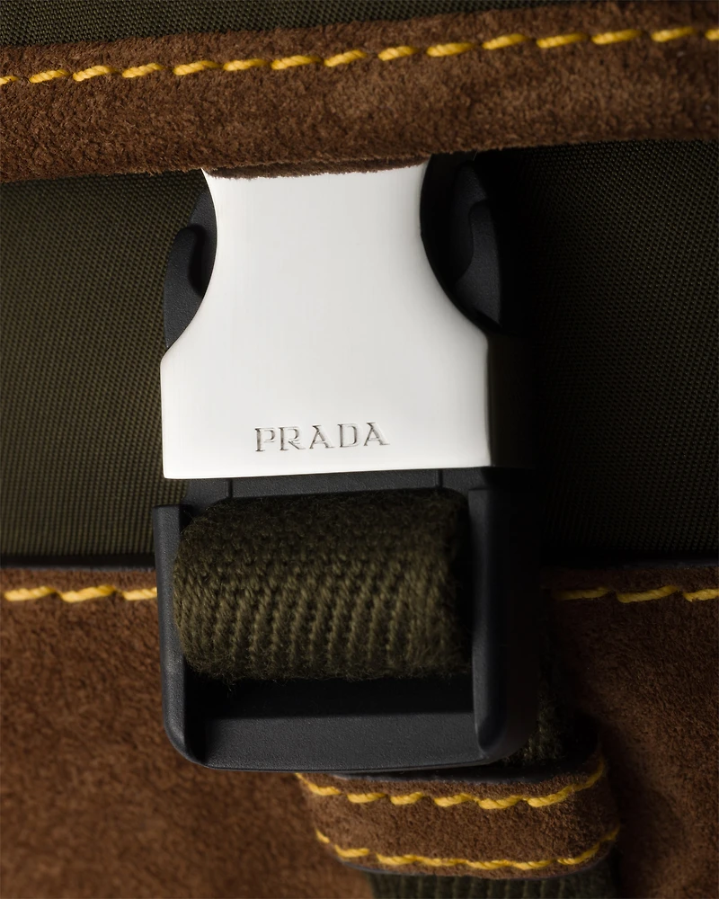 Re-Nylon and suede belt bag