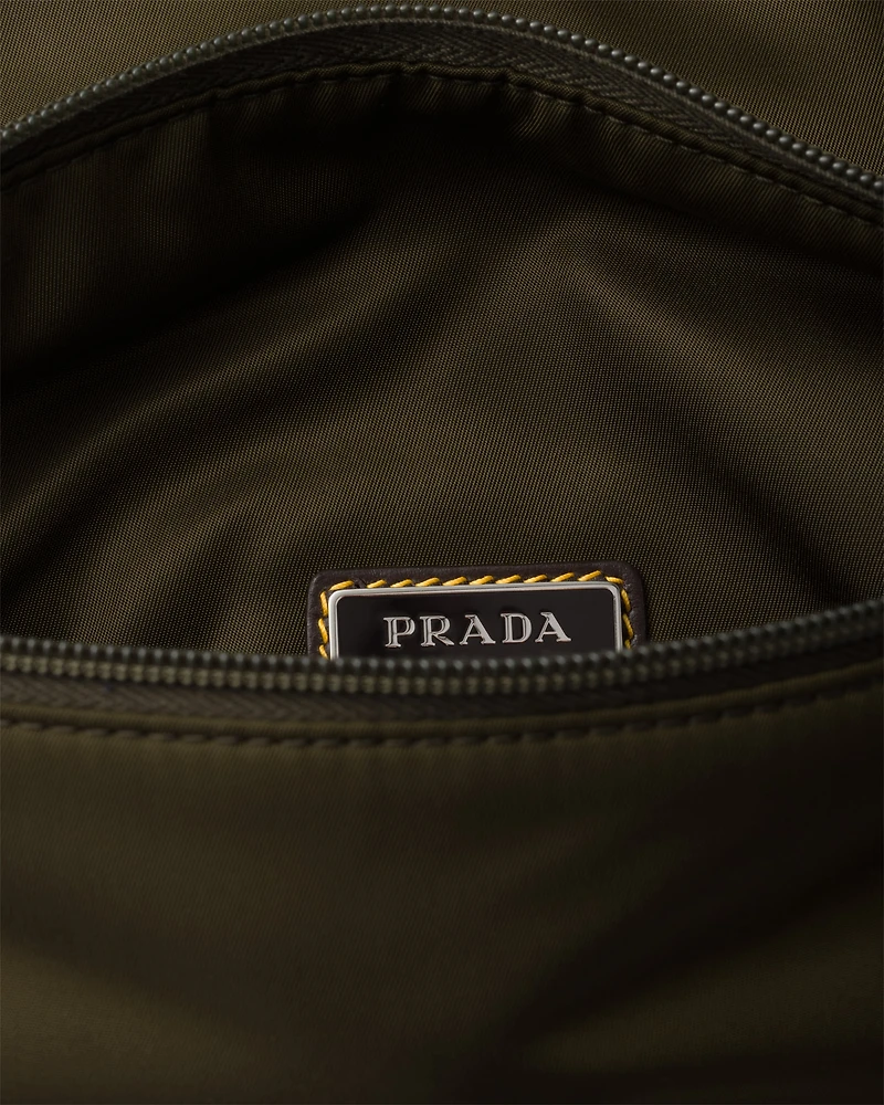 Re-Nylon and suede belt bag