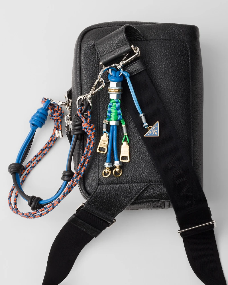 Leather shoulder bag with charm