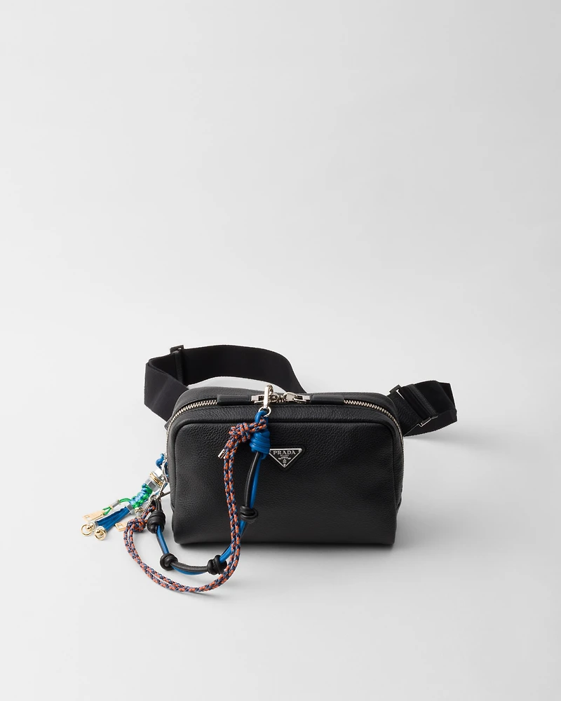 Leather shoulder bag with charm