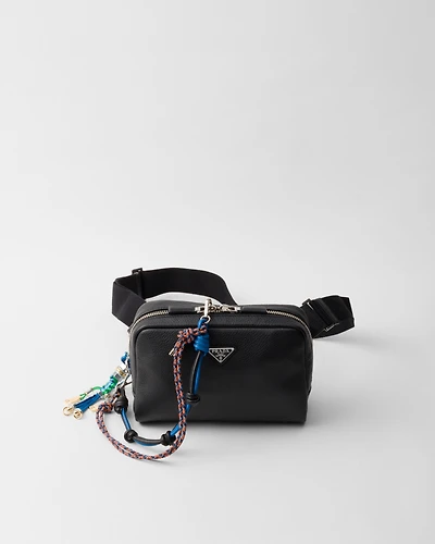 Leather shoulder bag with charm