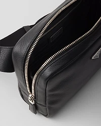Leather shoulder bag with charm