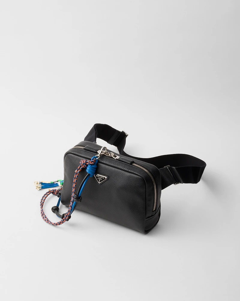 Leather shoulder bag with charm