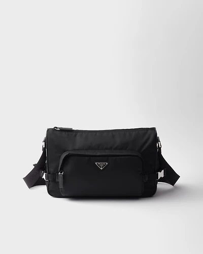 Large Re-Nylon and Saffiano leather shoulder bag