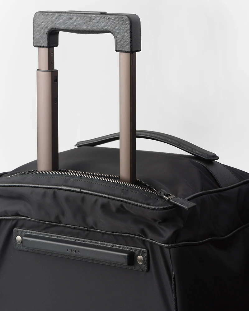 Re-Nylon and Saffiano leather trolley