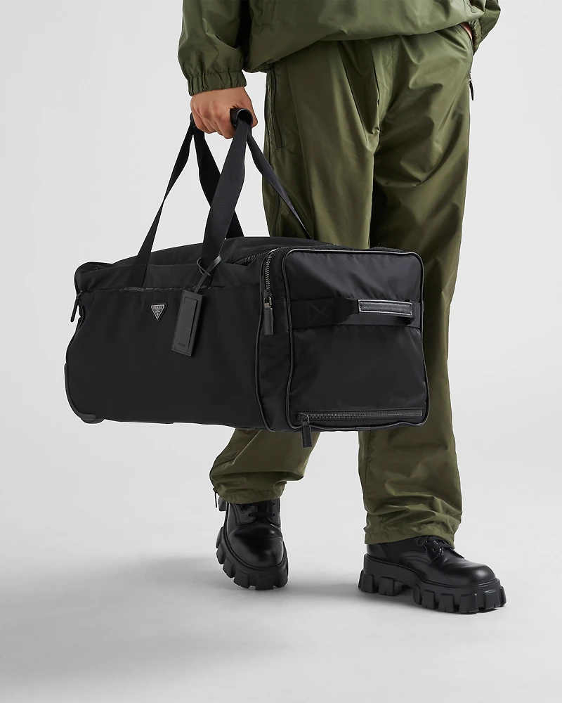Re-Nylon and Saffiano leather trolley