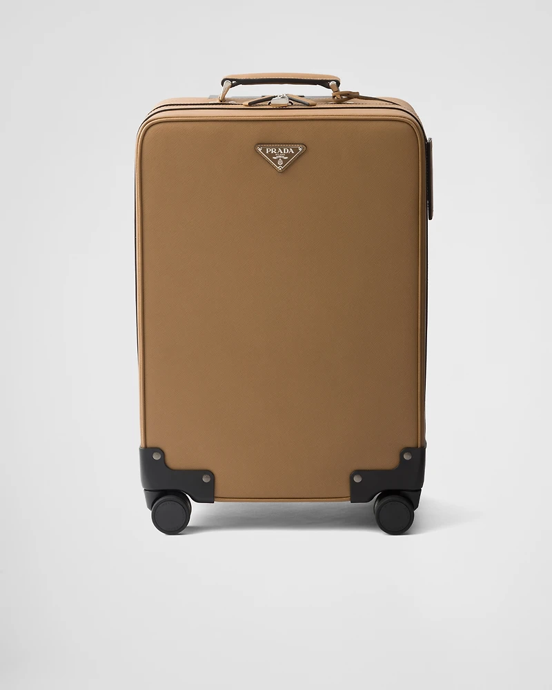 Saffiano leather trolley