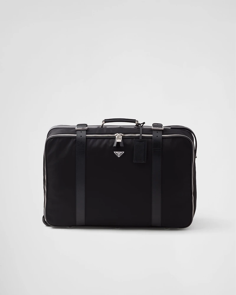 Re-Nylon and Saffiano leather suitcase