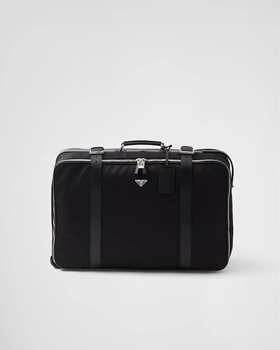Re-Nylon and Saffiano leather suitcase
