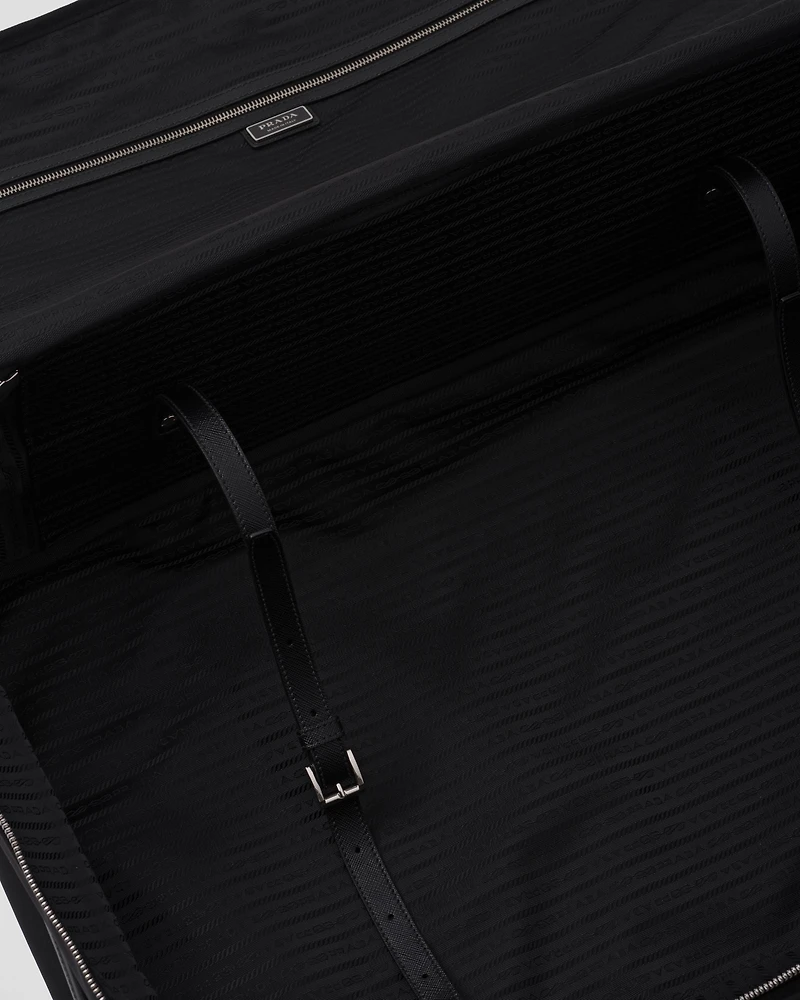 Re-Nylon and Saffiano leather suitcase