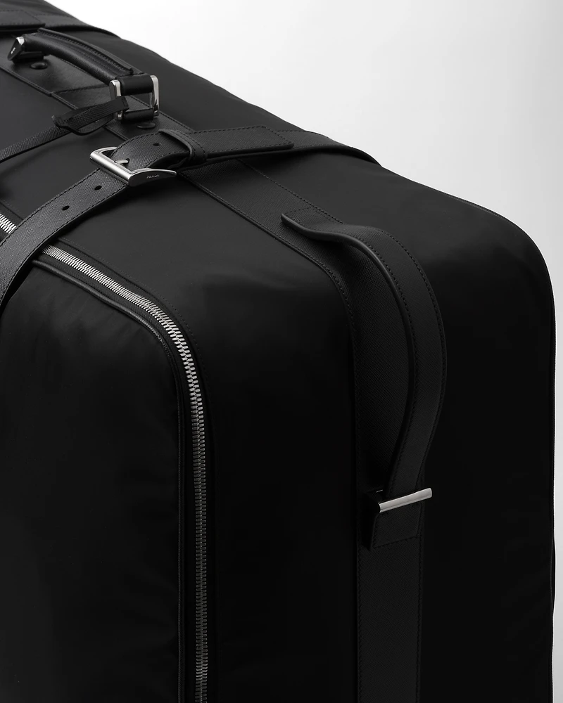 Medium Re-Nylon and Saffiano leather suitcase