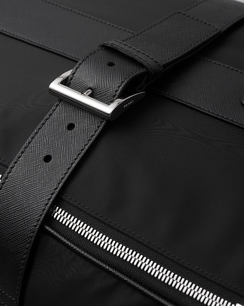 Medium Re-Nylon and Saffiano leather suitcase