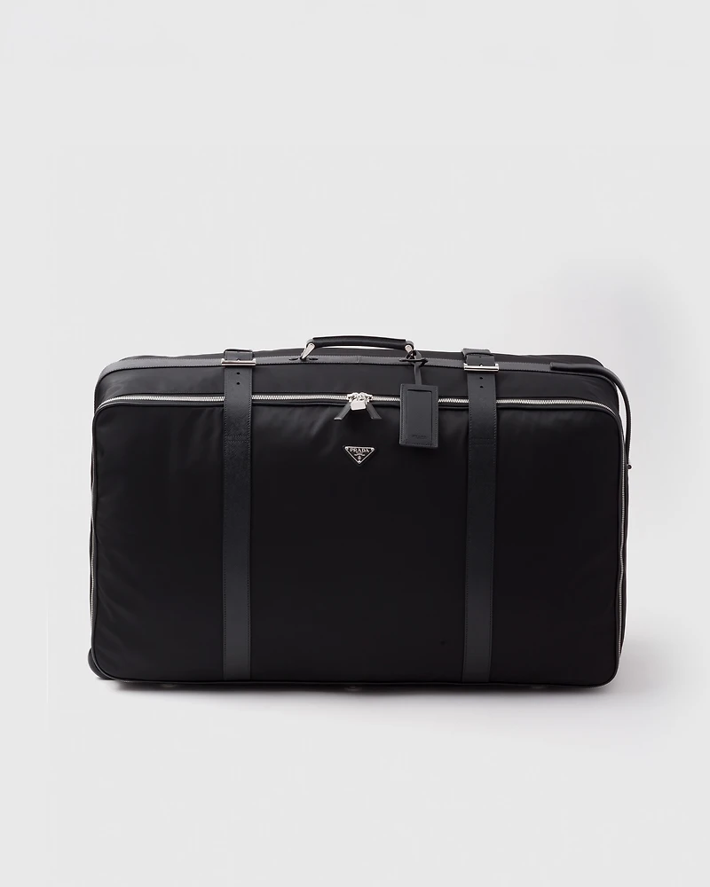 Medium Re-Nylon and Saffiano leather suitcase