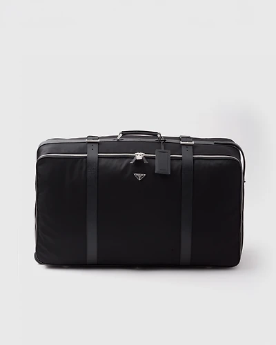 Medium Re-Nylon and Saffiano leather suitcase
