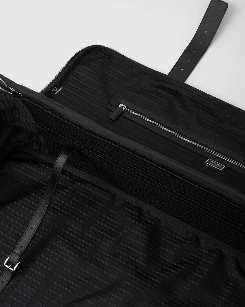 Medium Re-Nylon and Saffiano leather suitcase