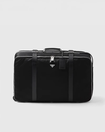 Large Re-Nylon and Saffiano leather suitcase