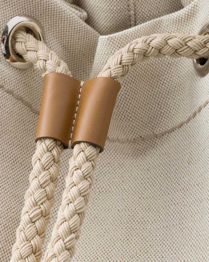 Linen blend drawstring duffel bag