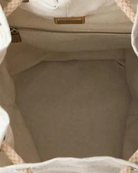 Linen blend drawstring duffel bag