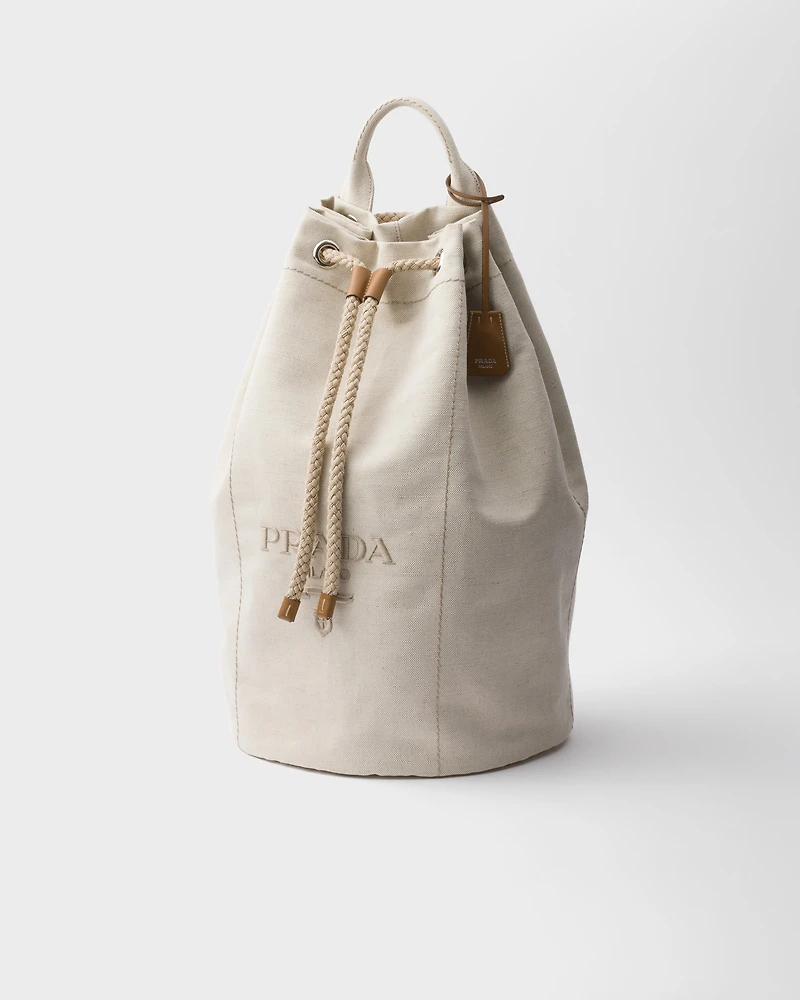 Linen blend drawstring duffel bag
