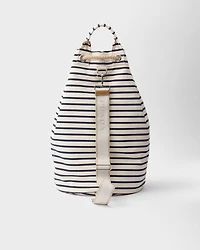 Striped canvas drawstring duffel bag