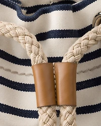 Striped canvas drawstring duffel bag