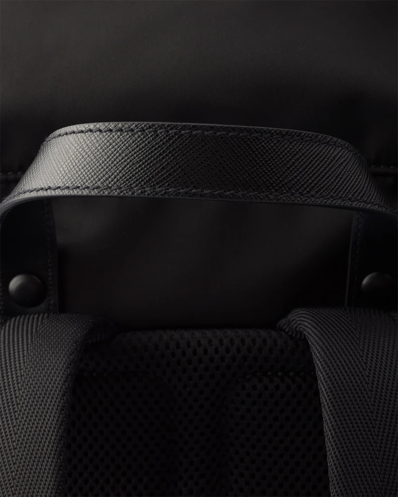 Re-Nylon and Saffiano leather backpack
