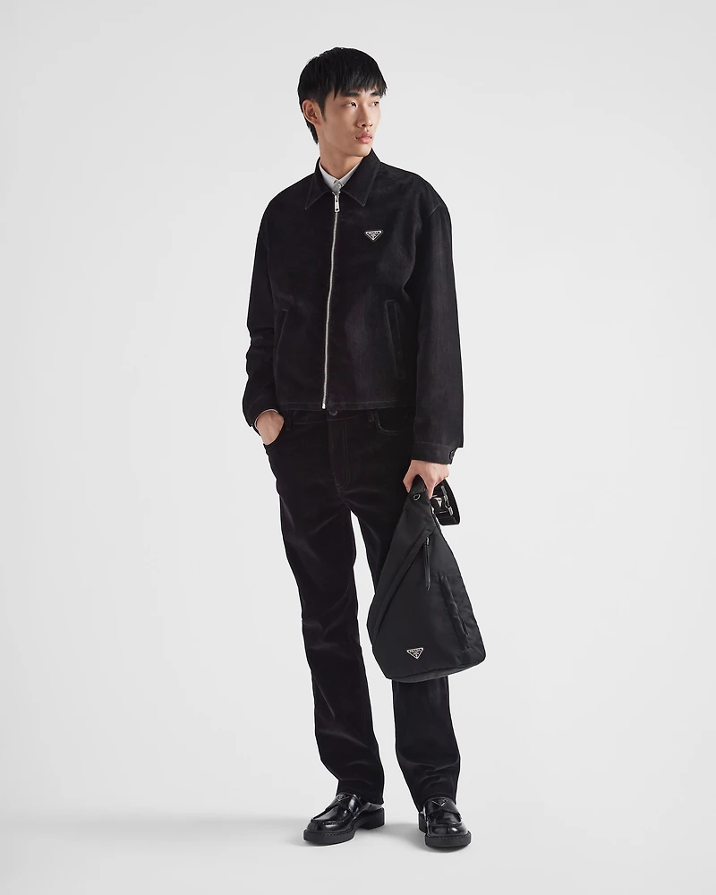 Re-Nylon and leather backpack