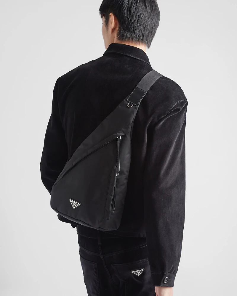 Re-Nylon and leather backpack