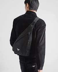Re-Nylon and leather backpack