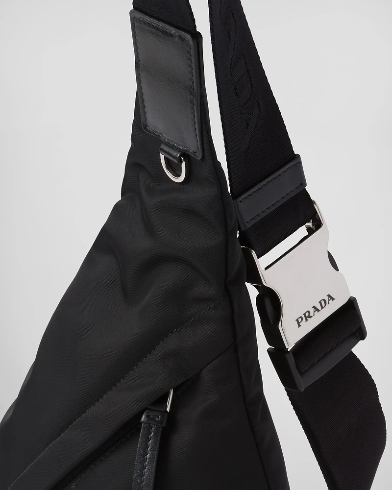 Re-Nylon and leather backpack