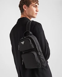 Re-Nylon and Saffiano leather backpack