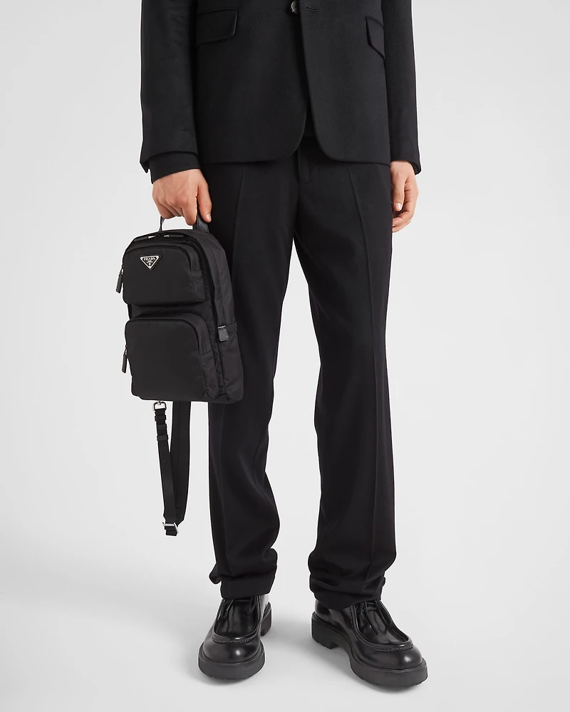 Re-Nylon and Saffiano leather backpack