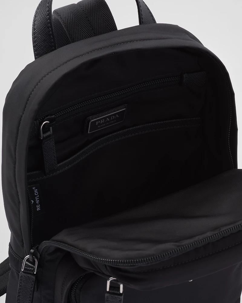 Re-Nylon and Saffiano leather backpack